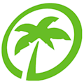 Green circular logo featuring a palm tree silhouette for TravelOnline
